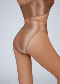 High-Waist Oil Glossy Sheer G-String Thong Satin Smooth Seamless Briefs