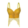 Rhinestone & Bead Tassel Push-Up Underwire Bustier Crop Top