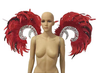 Showgirl Feather Wing Backpiece with Rhinestone Scroll Frames