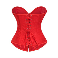 Victorian Floral Jacquard Overbust Corset Front Busk Lace-Up Bustier Top