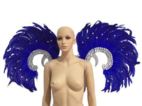 Showgirl Feather Wing Backpiece with Rhinestone Scroll Frames