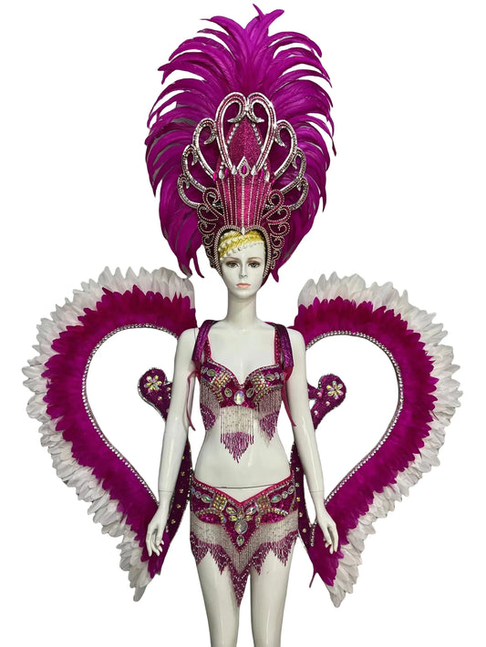 Jewel-Toned Feathered Wings and Headdress Set