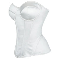 Overbust Corset Bustier Top Built-In Bra Cup Lace-Up Waist Cincher