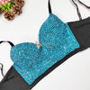 Colored Rhinestone Longline Costume Bra