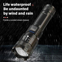 High Strong Power Led Flashlights 2000LM Tactical Torch with Display Light USB Charging Camping Fishing Emergency Zoom Lantern
