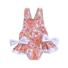 Toddler Girl s Floral Print Swimsuit with 3D Bow Detail Round Neck Sleeveless Design and Frill Trim - Cute Summer Swimwear