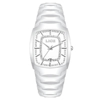 Women's White Ceramic Crystal Bracelet Watch Quartz Gift