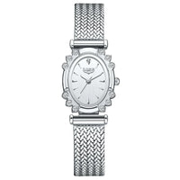Women's Oval Quartz Watch Vintage Mesh Bracelet Blue Dial