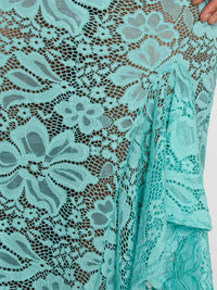 Elegant Women s Lace Maxi Skirt with High Waist and Ruffled Hemline Stylish Bodycon Fit for Summer Fashion Trend