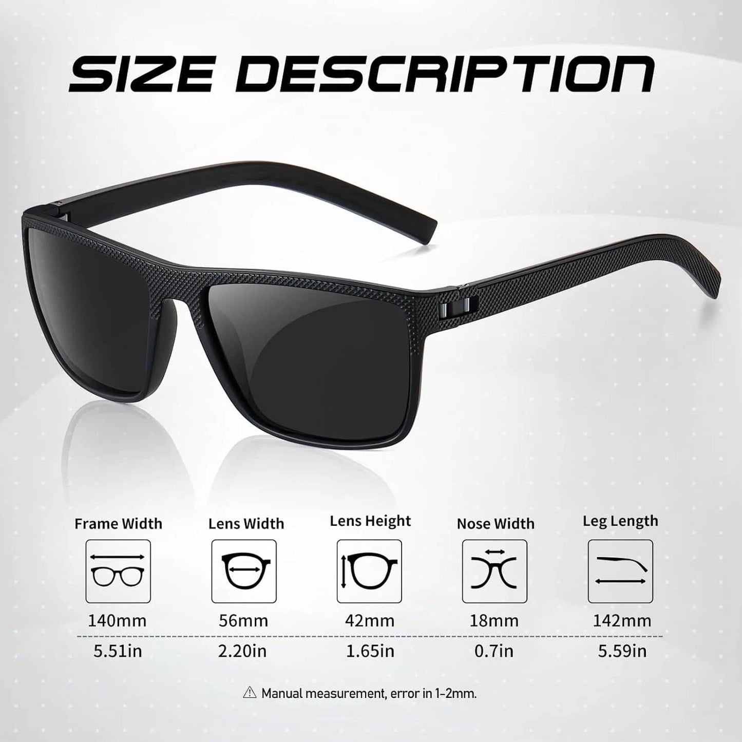 CRIXALIS 3PCS Square Polarized Sunglasses for Men Outdoor Fishing Sun Glasses Male Anti-glare Fashion Mirror Shades Female UV400