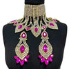 Rhinestone Glass Pendant Necklace & Earring Set
