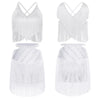 Sparkly Rhinestone & Tassel Fringe Two-Piece Latin Tango Dance Outfit Set