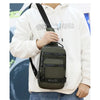 Large capacity chest bag for men in urban casual style, made of lightweight nylon, perfect for travel.