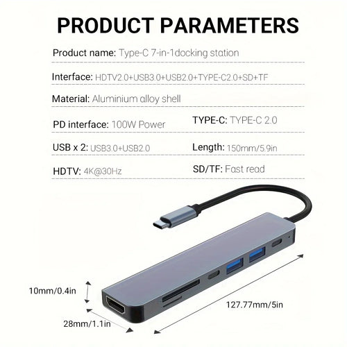 Type C HUB 4K 30Hz USB C To HDTV-compatible PD 100W Adapter For Macbook Air Pro Samsung USB 3.0 HUB Multi Splitter Converter