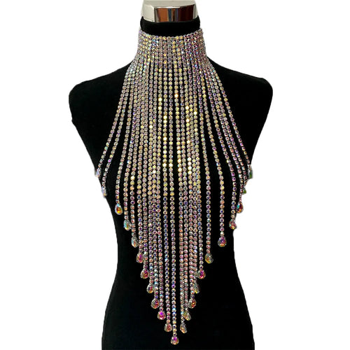Long Tassel Rhinestone Chain Necklace