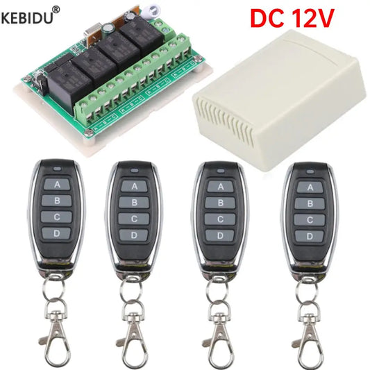 433Mhz DC 12V 20A 4CH Relay Module Receiver EV1527 Wireless Remote Control Switch 433Mhz for DC Motor DIY