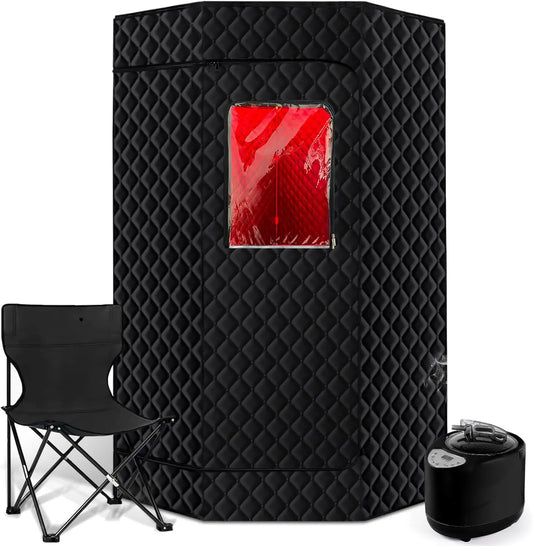 Full Size Portable Personal Home Sauna, Pentagon Sauna Tent Sauna Box with 650nm Red Light Therapy, 3L Capacity