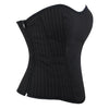 Black Striped Overbust Corset Top Zipper Front Lace-Up Bustier Body Shaper