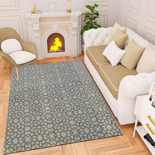 Premium Hand-Tufted Rug Made of 100% Wool  - Shiraz Grid - 6x9 Feet