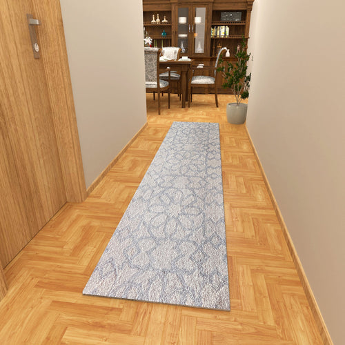 Premium Hand-Tufted Rug Made of 100% Wool  - Shiraz Grid - 2x8 Feet