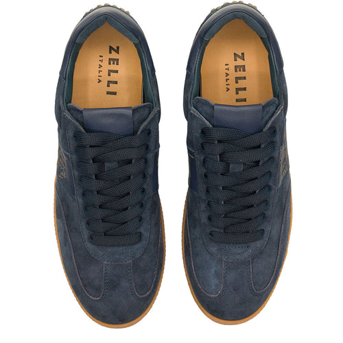 Zelli Italia 65-400-NVY SHIZZO Signature Leather Sneakers, Navy