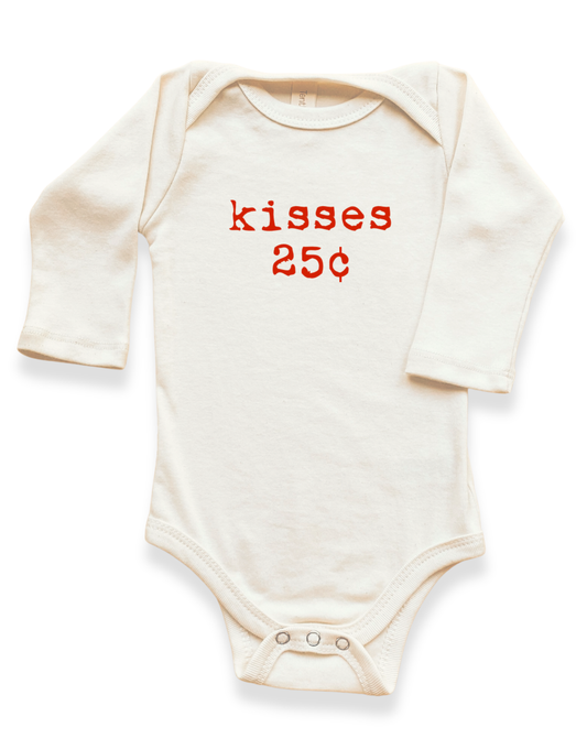 Kisses 25c Organic Baby Bodysuit Long Sleeve