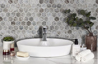 Silver Emperador Marble Hexagon 2" Polished Mosaic Floor and Wall Tile - Livfloors Collection