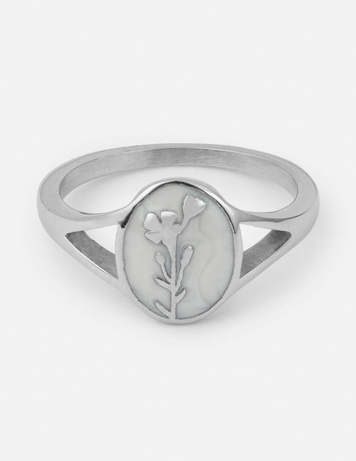 Silver Wildflower Signet Ring