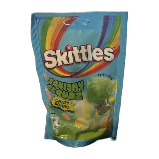 Skittles Squishy Crazy Cloudz Sour – Soft & Tangy Fruit-Flavoured Gummies 94g Bag (UK)
