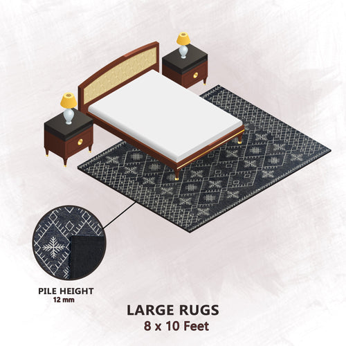 Premium Hand-Tufted Rug Made of 100% Wool  - Snowfall - 8x10 Feet