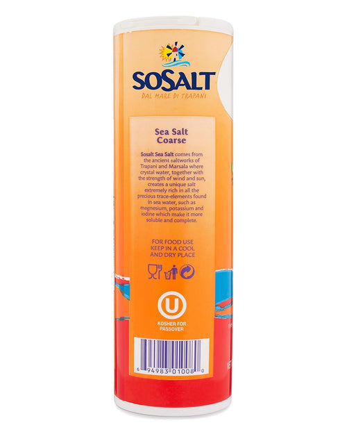SoSalt Coarse Sea Salt Shaker from Sicily | 12 Pack x 750g (26.5 oz) | Kosher, All Natural Sicilian Sea Salt