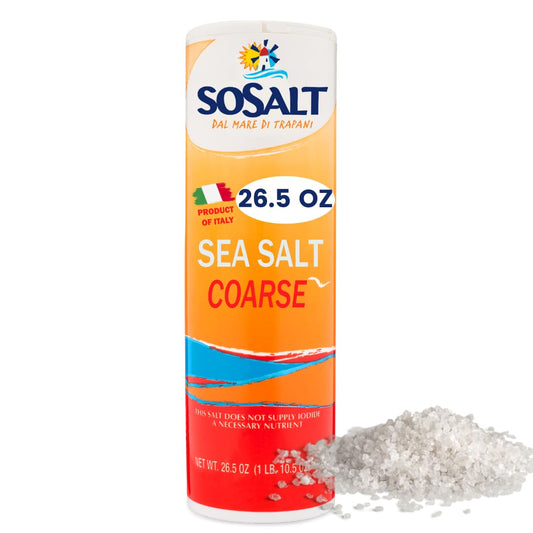 SoSalt Coarse Sea Salt Shaker from Sicily | 12 Pack x 750g (26.5 oz) | Kosher, All Natural Sicilian Sea Salt