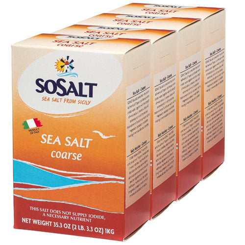 SoSalt Coarse Sea Salt from Sicily | 12 Pack x 1 kg (35.3 oz) | Kosher, All Natural Sicilian Sea Salt
