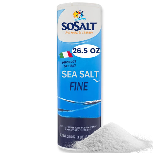SoSalt Fine Sea Salt Shaker from Sicily | 12 Pack x 750g (26.5 oz) | Kosher, All Natural Sicilian Sea Salt