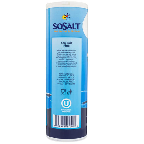 SoSalt Fine Sea Salt Shaker from Sicily | 12 Pack x 750g (26.5 oz) | Kosher, All Natural Sicilian Sea Salt