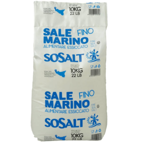 SoSalt Fine Sea Salt from Sicily | Bulk Foodservice Bag 10 kg (22 lb) | Kosher, All Natural