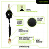 Frontline RPGLE Leading Edge Cable Single Leg SRL with Steel Snap Hook End