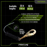 Frontline RPGCLE Leading Edge Cable Single Leg SRL with Steel Snap Hook End with Carry on Handle and Tagline