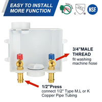 10 Pcs 1/2" Copper Press Inlet, Washing Machine Outlet Box, Center Drain