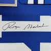 Framed Autographed/Signed Roger Staubach 35x39 Dallas Blue Football Jersey Beckett BAS COA