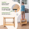2-Step Wooden Stool for Toddlers(Step Stool for Children Ages 2+)