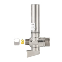 1/4 Turn Stop Straight Valve, 1/2" Nominal (5/8" OD) Compression x 3/8" OD With Stainless Steel Water Hammer Arrestor Chrome Plated Brass Plumbingsell