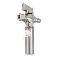 1/4 Turn Stop Straight Valve, 1/2" Barb Crimp PEX x 3/8" OD With Stainless Steel Water Hammer Arrestor Chrome Plated Brass Plumbingsell