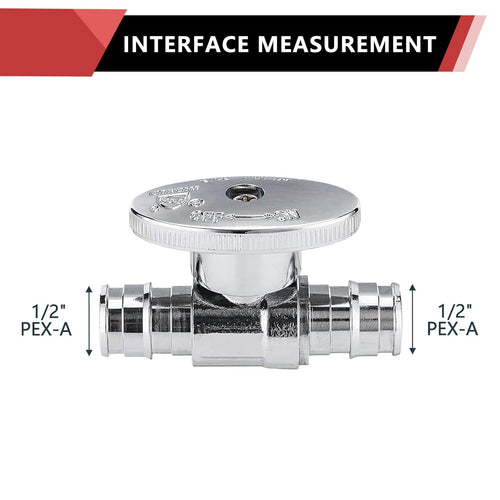 1/2" x 1/2" PEX Expansion Straight Stop Valve, 1/4 Turn (Lead Free) Plumbingsell