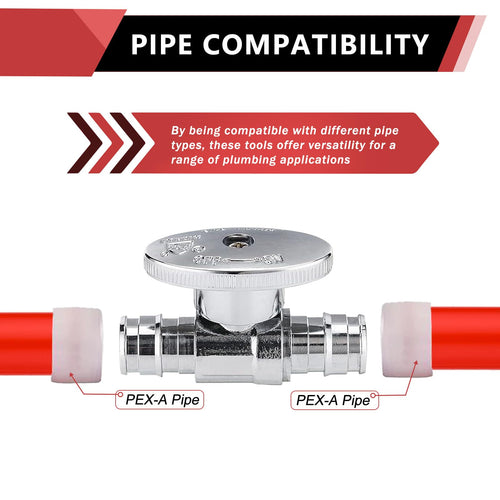 10 Pcs 1/2" x 1/2" PEX Expansion Straight Stop Valve, 1/4 Turn (Lead Free) Plumbingsell