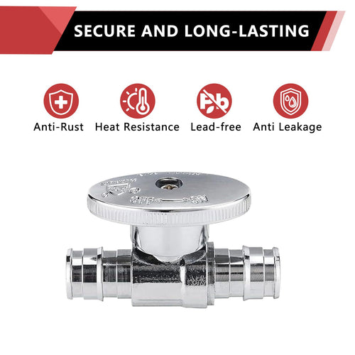 1/2" x 1/2" PEX Expansion Straight Stop Valve, 1/4 Turn (Lead Free) Plumbingsell