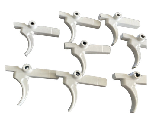 Snow Patrol White Cerakote Trigger Supply: Super Safety – S7 Tool Steel – Curved Trigger | AR-15 USA Made