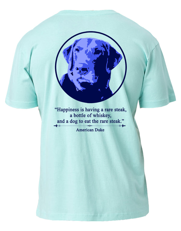 Dogs, Steaks, and Whiskey T-Shirt - Mint Blue American Duke Apparel Company