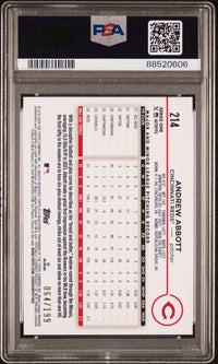 Graded 2024 Topps Andrew Abbott #214 Red Crackle Foil Board /199 Rookie RC Baseball Card PSA 10 Gem Mint