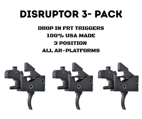 Partisan Disruptor FRT 3-Pack (Black) — AR-15 Drop-In Forced Reset Trigger (USA Made)
